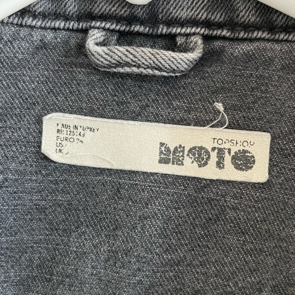 Topshop Moto Oversized Denim Jacket - Faded Black - Picture 4 of 4